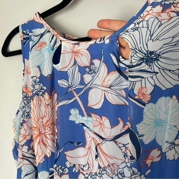 Nwt Gabby Sky Floral Fit & Flare Keyhole Dress Sleeveless - Picture 3 of 14